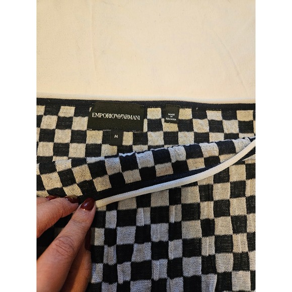 Emporio Armani Womens Black n White Checkerboard Sweater Boat Neck‎ 3/4 Sleeve M - Picture 2 of 4